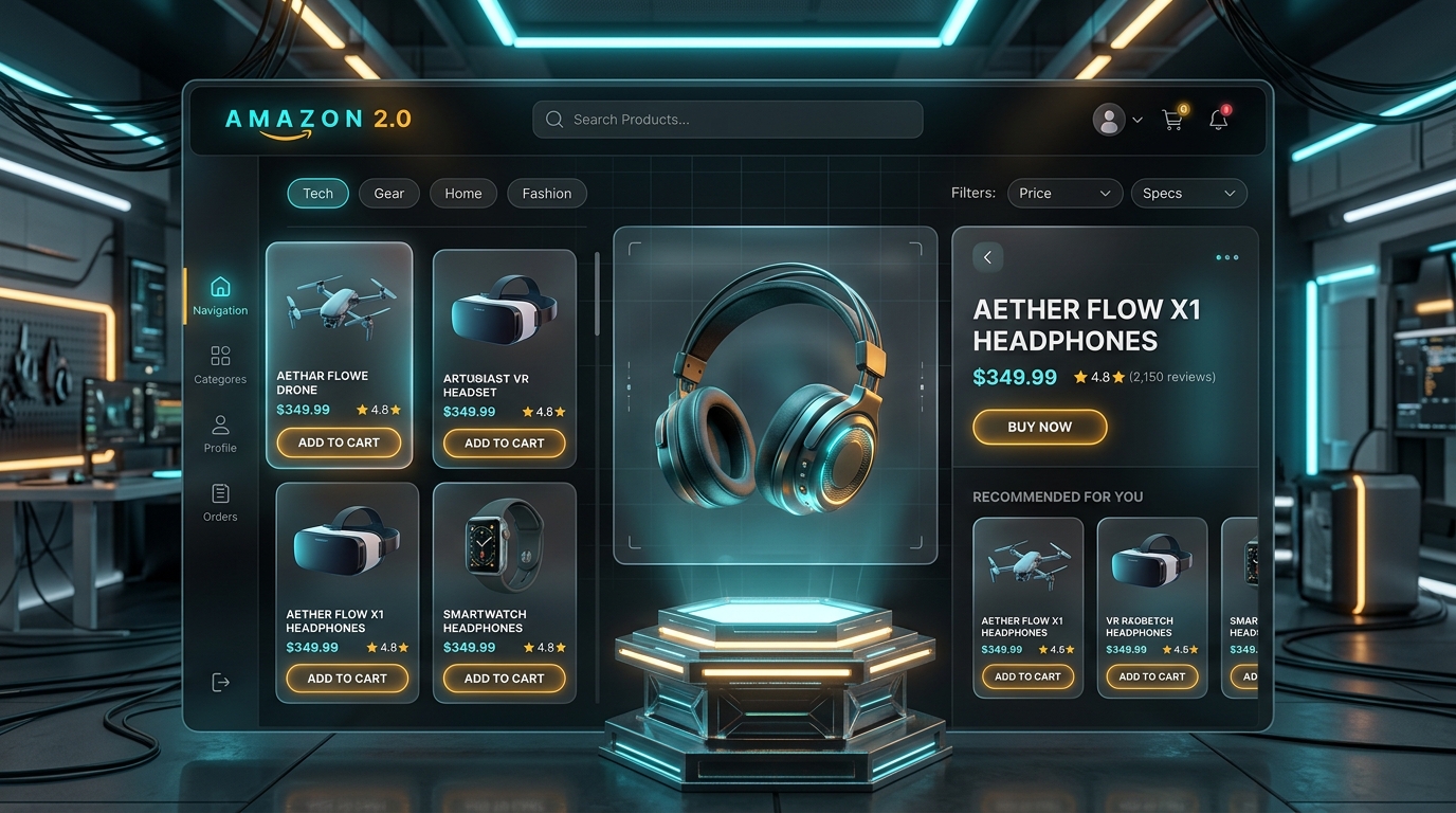 Amazon 2.0 3D Interactive E-Commerce Platform Mockup