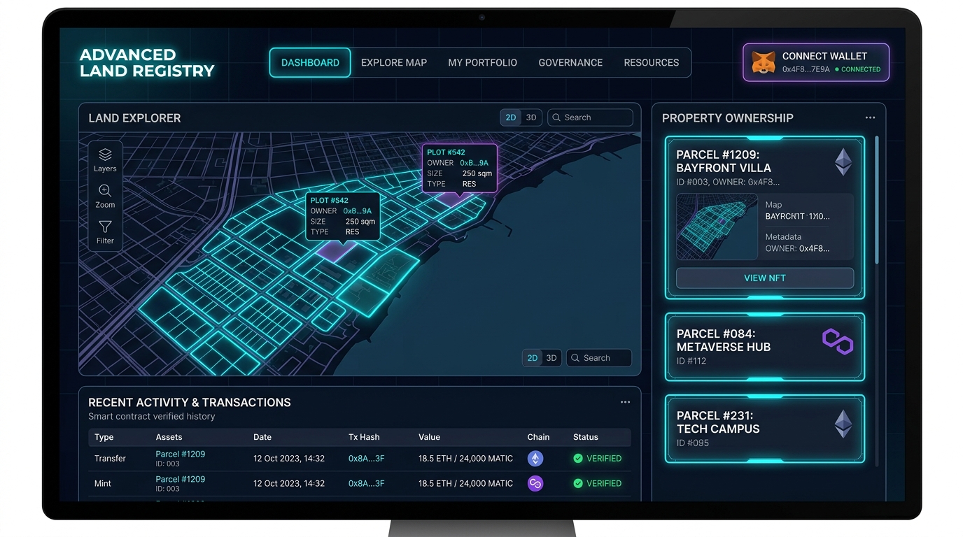 Advanced Land Registry Web3 DApp Mockup